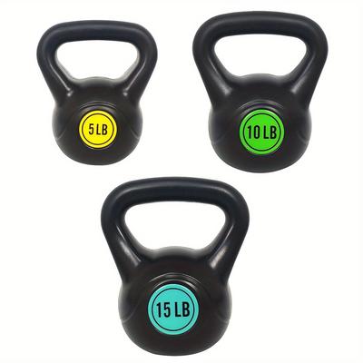 TEMU Kettlebell Weight Set, 3-: 5lb, 10lb, And 15lb Kettlebells