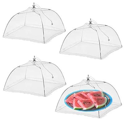 4 Pack, 14x14" Pop-Up Mesh Food Covers for Outdoors, Screen Tents, Parties Picnics, BBQs, Reusable and Collapsible