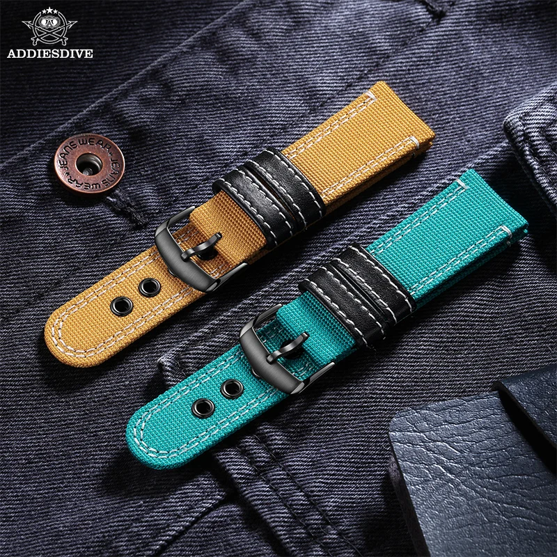 ADDIESDIVE Sportuhrenarmband Herren Nylonarmband Edelstahl 22mm Uhrenarmband Ersatz Taucheruhr Automatikuhrenarmband Image