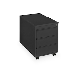 CEHA Büro- und Rollcontainer 790 mm Tiefe aus Stahl mit 3 Schüben in tiefschwarz und Holztop in Dekor schwarz Image