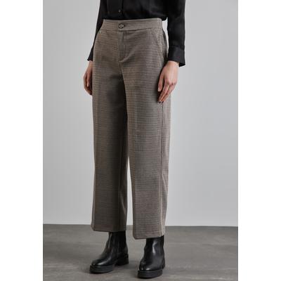 Culotte STREET ONE, Damen, Gr. 36, Länge 28, braun (ashen maple beige), Stoff, 50% Polyester, 31% Polyester, 9% Viskose, 6% Metalfaser, 4% Elasthan, kariert, casual, comfort fit 7/8-Länge, Hosen, High Waist Image