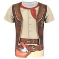 Per uomo Cowboy Tuxedo maglietta Manica corta maglietta Stampa 3D Girocollo Camicia Esagerato Originale Feste Per eventi Serata Marrone Estate Primavera Abbigliamento S M L XL XXL XXXL