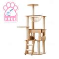 Albero per gatti da 47,24 pollici/casa e torri per gatti di grandi dimensioni/albero per arrampicarsi con cuccia per gatti/tiragraffi/trespoli/amaca, grande albero per gatti a più livelli
