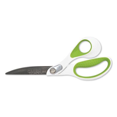 Westcott CarboTitanium Bonded Scissors, 9" Long, 4.5" Cut Length, White/Green Bent Handle (ACM16445) Each Westcott® Scissors & Speed Cutters