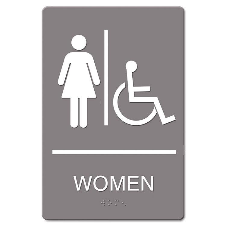 Headline Sign ADA Sign, Women Restroom Wheelchair Accessible Symbol, Molded Plastic, 6 x 9 (USS4814) Each Headline® Sign Signs & Sign Holders