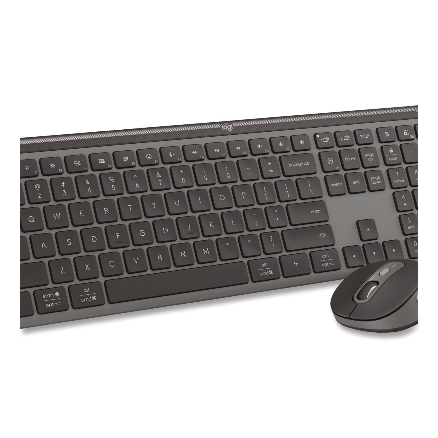 Logitech Signature Slim MK955 Wireless Keyboard and Optical Mouse Combo, 2.4 GHz Frequency/33 ft Wireless Range, Graphite (LOG920012425) Each Logitech
