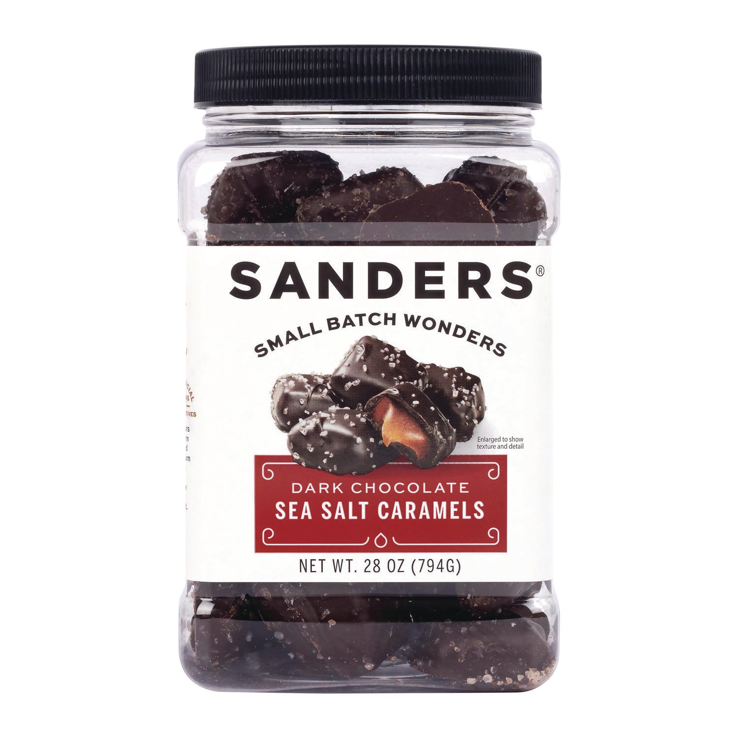 Sanders Dark Chocolate Caramel Sea Salt Tub, Dark Chocolate Caramel, 28 oz Tub (GRR22002313) Each Sanders® Candy, Gum & Mints