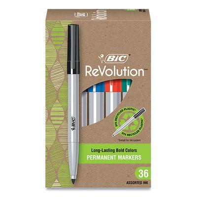 BIC ReVolution Permanent Markers, Fine Bullet Tip, Assorted Colors, 36/Pack (BICPMER36AST) Pack of 36 BIC®