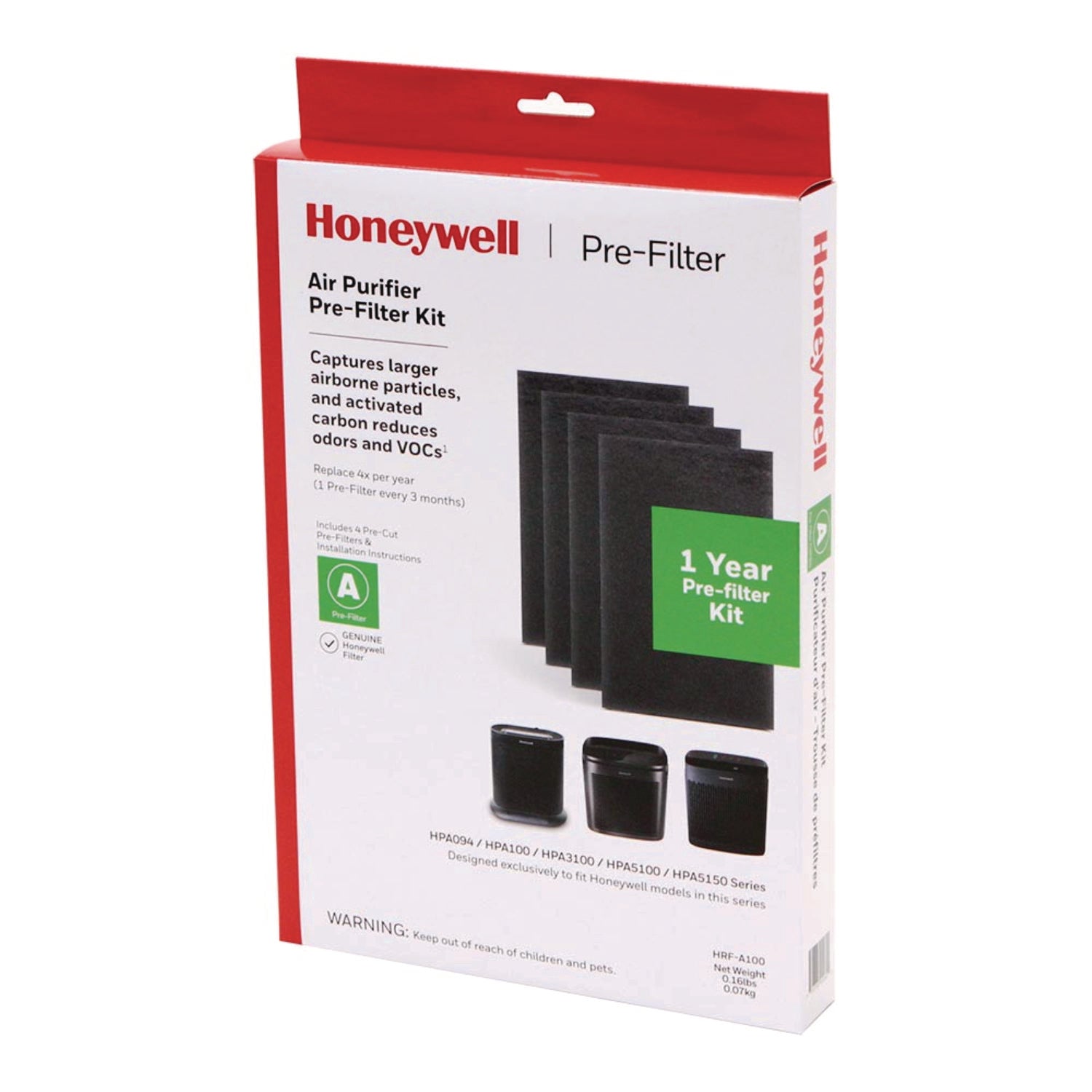 Honeywell Pre-Cut Carbon Pre-Filter, Box of 4 Filters (HWLHRFA100) Each Air Purifier Filters