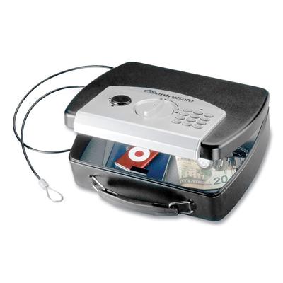 Sentry Safe P008E Portable Electronic Security Safe, 0.08 cu ft, 10 x 7.9 x 2.9, Black/Silver (SENP008E) Each Sentry® Safe Safes