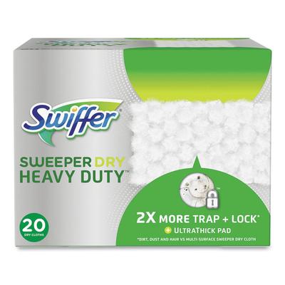 Swiffer Heavy-Duty Dry Refill Cloths, 10.3 x 7.8, White, 20/Pack, 4 Packs/Carton (PGC77197) Case of 80 Swiffer® Floor Dusters & Accessories
