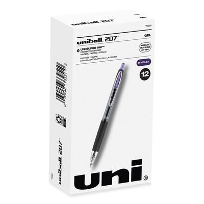 uniball Signo 207 Gel Pen, Retractable, Medium 0.7 mm, Violet Ink, Smoke/Black/Violet Barrel, Dozen (UBC70221) 1 Dozen uniball® Pens