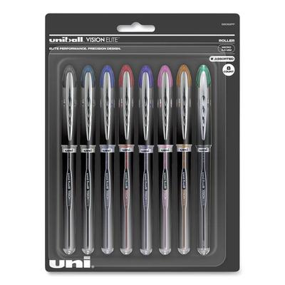 uniball VISION ELITE Hybrid Gel Pen, Stick, Fine 0.5 mm, Assorted Ink and Barrel Colors (UBC58092PP) Set of 8 uniball® Pens