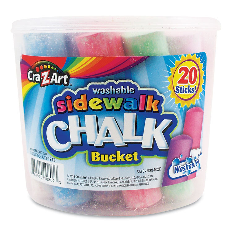 Cra-Z-Art Washable Sidewalk Jumbo Chalk in Storage Bucket with Lid and Handle, 12.63", 20 Assorted Colors (CZA108076) Pack of 20 Cra-Z-Art® Art Chalk