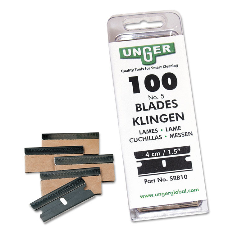 Unger Safety Scraper Replacement Blades, #9, Stainless Steel, 100/Box (UNGSRB30) Pack of 100 Unger® Putty Knives & Scrapers
