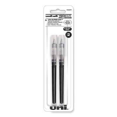 uniball Refill for Vision Elite Roller Ball Pens, Bold Conical Tip, Black Ink, 2/Pack (UBC61233PP) Pack of 2 uniball® Pen Refills