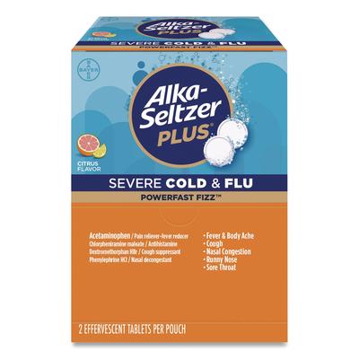 Alka-Seltzer Plus PowerFast Fizz Sever Cold and Flu Effervescent Tablet, 2 Tablets/Pouch, 30 Pouches/Box (PFY97319) Box of 30 Alka-Seltzer® Medicines