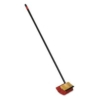 O-Cedar Commercial Bi-Level Floor Scrub Brush, Red Polypropylene Bristles, 10" Brush, 54" Black Metal Handle, 6/Carton (DVOCB066155) Case of 6 O-Cedar