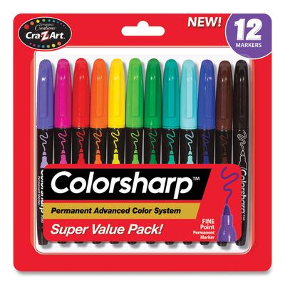 Cra-Z-Art Colorsharp Permanent Markers, Fine Bullet Tip, Assorted Colors, 12/Set (CZA4461024) Each Cra-Z-Art® Art Markers