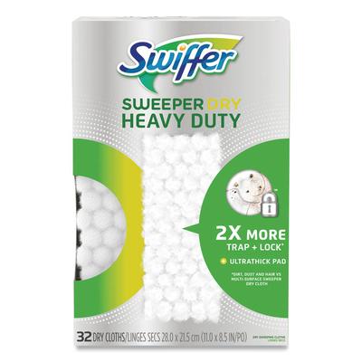 Swiffer Heavy-Duty Dry Refill Cloths, White, 11 x 8.5, 32/Pack (PGC77198) Pack of 32 Swiffer® Floor Dusters & Accessories