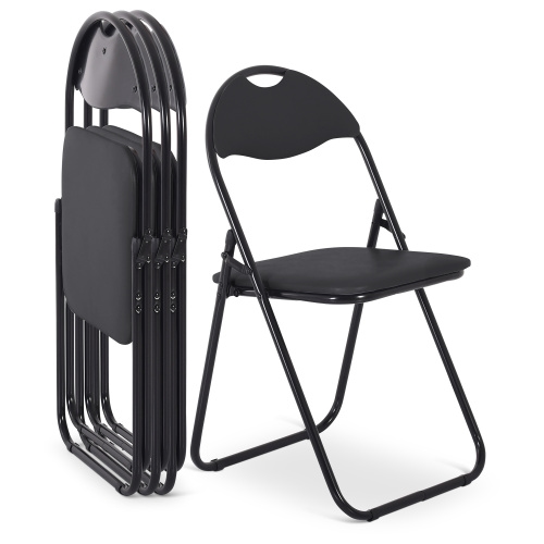 Klappstuhl 4er-Set, klappbarer Gästestuhl, gepolstert, leicht und bequem, Belastbarkeit 100 kg, Schwarz/Schwarz, Raburg Paul Image