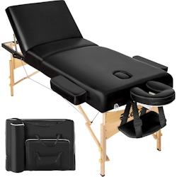 TECTAKE 3 Zonen Massageliege Somwang mit 7,5cm Polsterung und Holzgestellschwarz Image