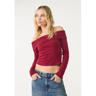 Stradivarius Off-the-shoulder top Burgundy XL