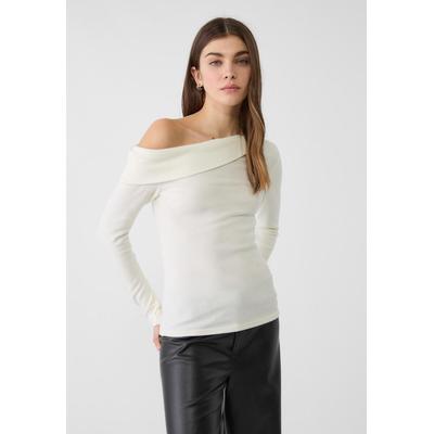 Stradivarius Asymmetric knit top Ecru XL