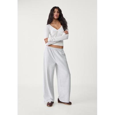 Stradivarius Wide-leg trousers Grey melange XS