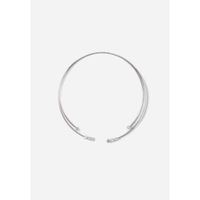 Women's Two Row Cz Wire Collar Necklace by ELOQUII in Silver (Size NO SIZE)