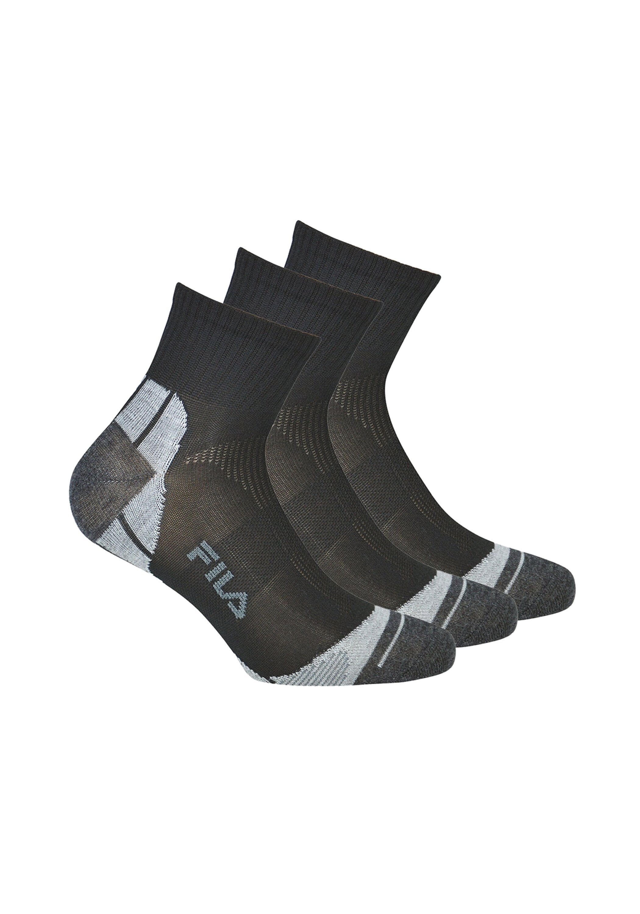 Kurzsocken FILA "Socken FILA QUARTER UNISEX SOCKS MULTISPORT 3P 3er Pack", Herren, Gr. 39-42, schwarz, Obermaterial: 87% Polyester PES. 10% Baumwolle CO. 3% Elasthan EL., Socken