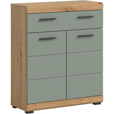 Unterschrank INOSIGN "Siena, Breite 74cm, 2 Tür, 1 Schubkasten, 2 Fächer, MDF-Front", grün (artisan eiche nb, salbei nb), B:74cm H:88cm T:31cm, Schränke, in verschiedenen Farben erhältlich, Badmöbel, Badschrank, Kommode, Bad Image