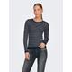 Strickpullover ONLY "ONLMILA LS STRIPE BUTTON O-NECK CC KNT", Damen, Gr. M (38), blau (navy blazer stripes:birch), Strick, Obermaterial: 80% Viskose, 20% Polyamid, gestreift, modisch, regular fit, Rundhals, Langarm, Pullover