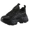 Sneaker BUFFALO "BINARY", Damen, Gr. 39, schwarz, Textil, Lederimitat, sportlich, Schuhe, in monochromer Optik, Freizeitschuh, Halbschuh, Schnürschuh