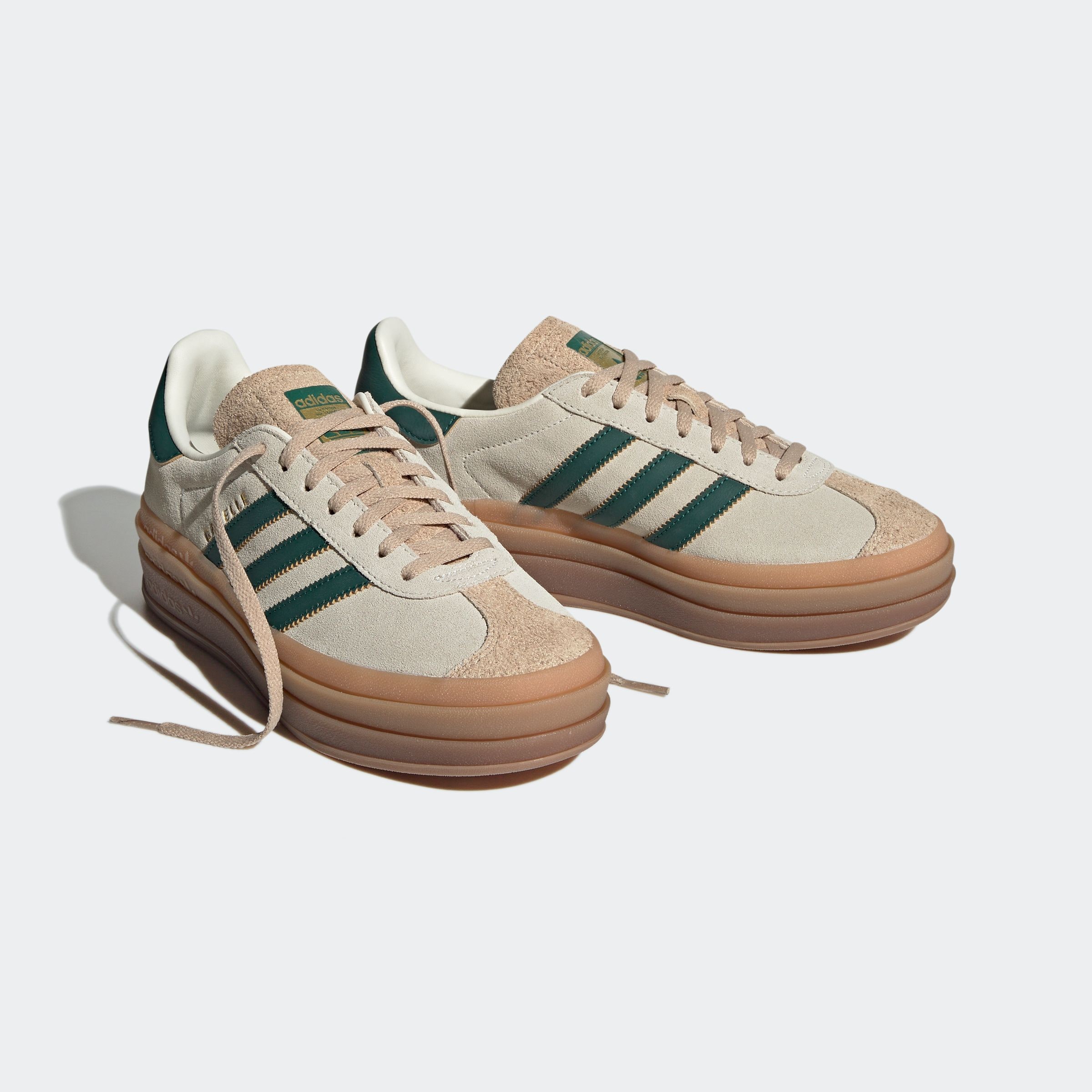 Sneaker ADIDAS ORIGINALS "GAZELLE BOLD", Damen, Gr. 40, beige (cweiß, cgrün, magbei), Leder, Schuhe Sneaker