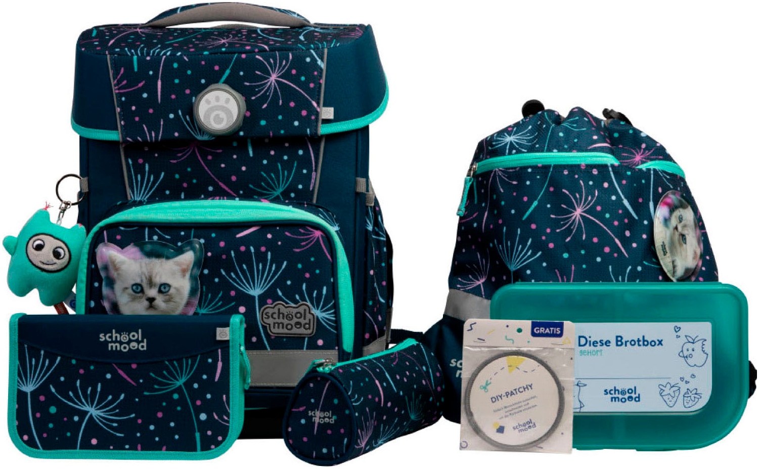 Schulranzen SCHOOL-MOOD "Champion Pro", Kinder, Gr. B/H/T: 30cm x 40cm x 23cm, lina (kätzchen) mit moodie konni konzentration, Polyester, Rucksäcke Image