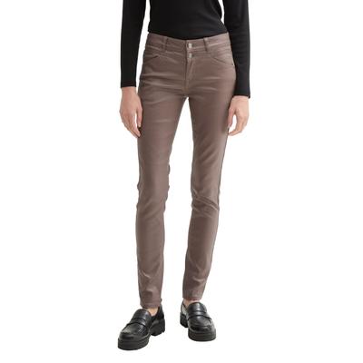 Skinny-fit-Jeans TOM TAILOR "ALEXA", Damen, Gr. 28, Länge 32, beige (cargo beige), Obermaterial: 66% Baumwolle, 32% Viskose, 2% Elasthan. Futter: 65% Baumwolle, 35% Viskose, unifarben, casual, skinny fit knöchellang, Jeans, mit Beschichtung Image
