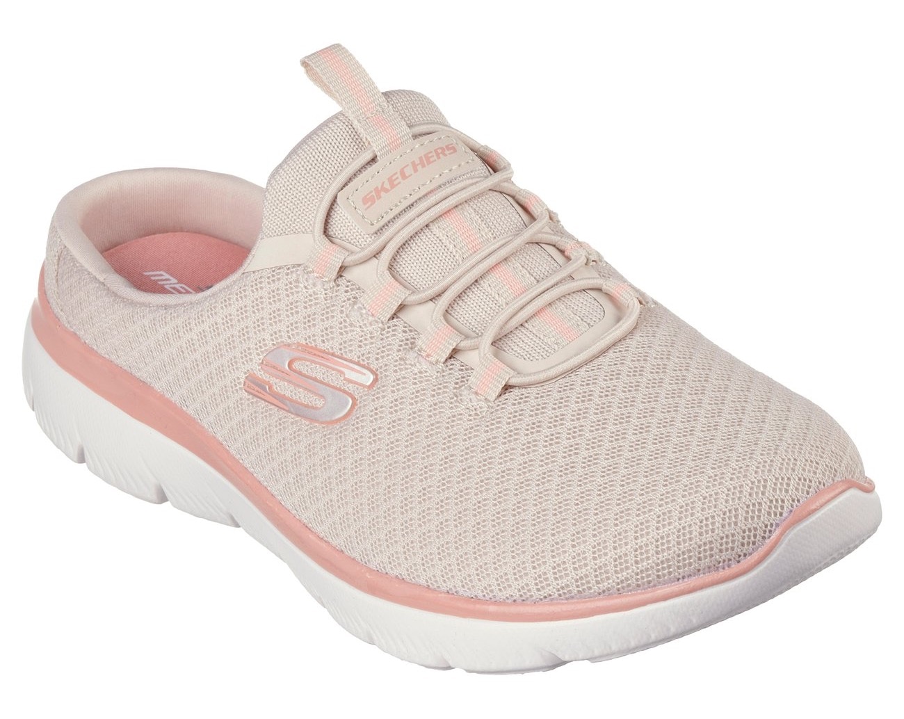 Sabot SKECHERS "SUMMITS SWIFT STEP", Damen, Gr. 37, orange (beige, apricot), Textil, Schuhe Sabot, Sommerschuh, Schlappen, Schlupfschuh in veganer Verarbeitung