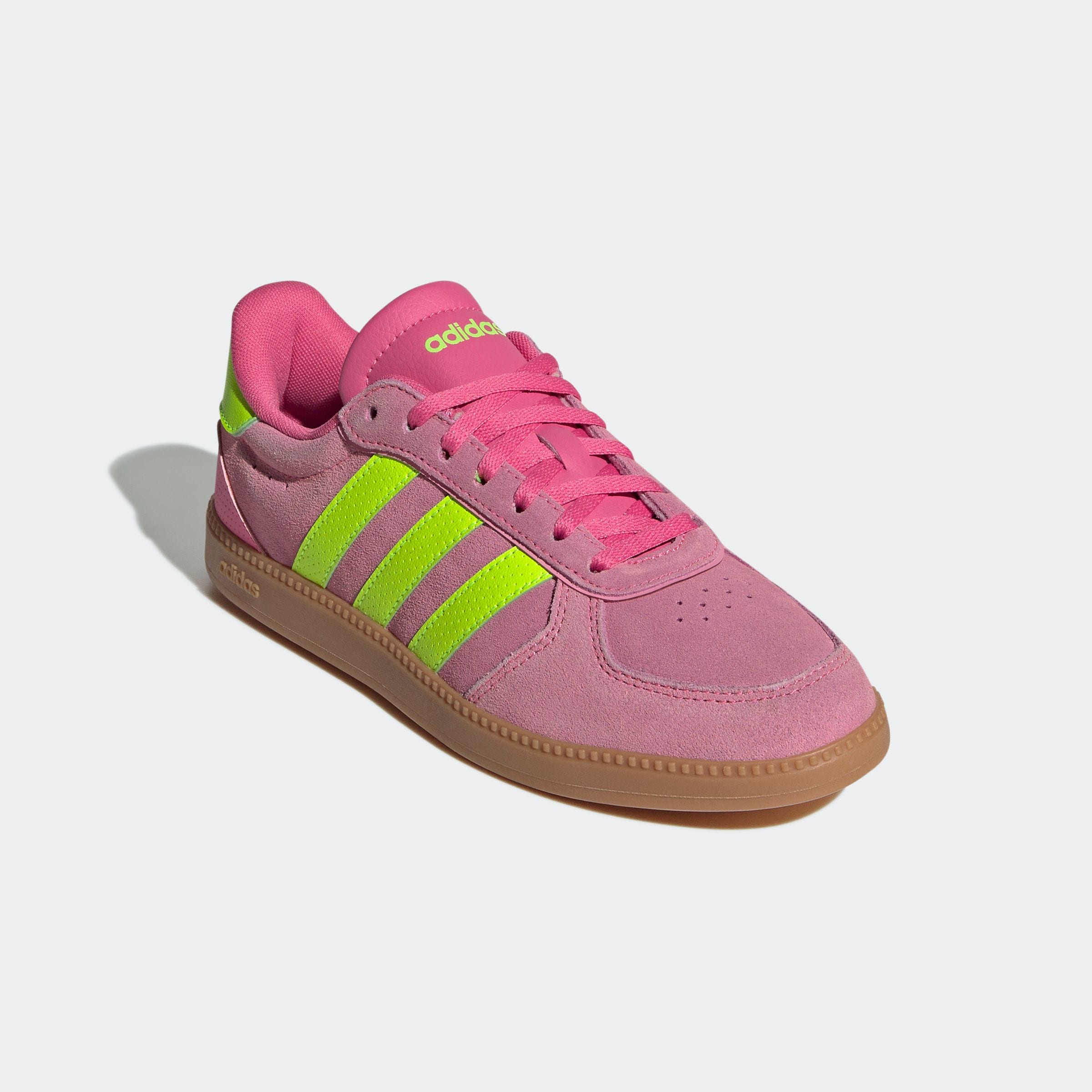 Sneaker ADIDAS SPORTSWEAR "BREAKNET SLEEK", Gr. 40,5, rosa (pulse magenta, lucid lemon, bliss pink), Leder, Synthetik, Schuhe