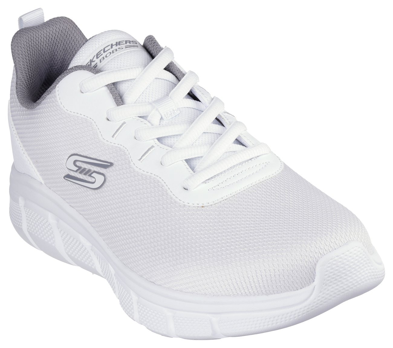 Sneaker SKECHERS "Bobs Sport™ B Flex – Chill Edge", Herren, Gr. 47,5, weiß, Lederimitat, Mesh, Schuhe Sneaker, Chunky Sneaker, Schnürschuhe in veganer Verarbeitung