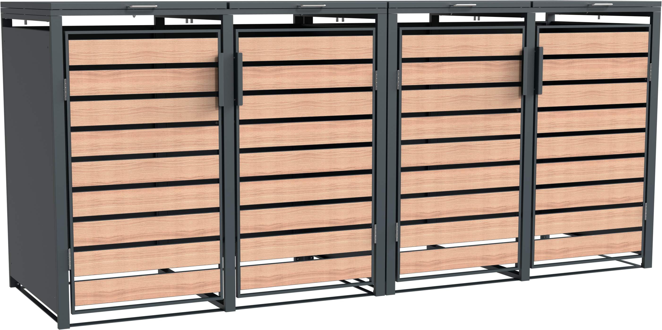 Mülltonnenbox WESTMANN "Lacina", braun (holzoptik, braun), B:264cm H:116cm T:80cm, Metall, Stahl, Aufbewahrungsboxen, Platz für 4 Mülltonnen je 240 L, BxHxT: 264x80x116 cm