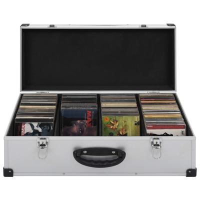 vidaXL CD Case Aluminum ABS Storage Organizer for 40/60/80 CDs Black/Silver