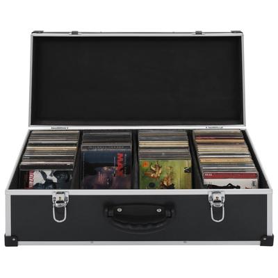 vidaXL CD Case Aluminum ABS Storage Organizer for 40/60/80 CDs Black/Silver