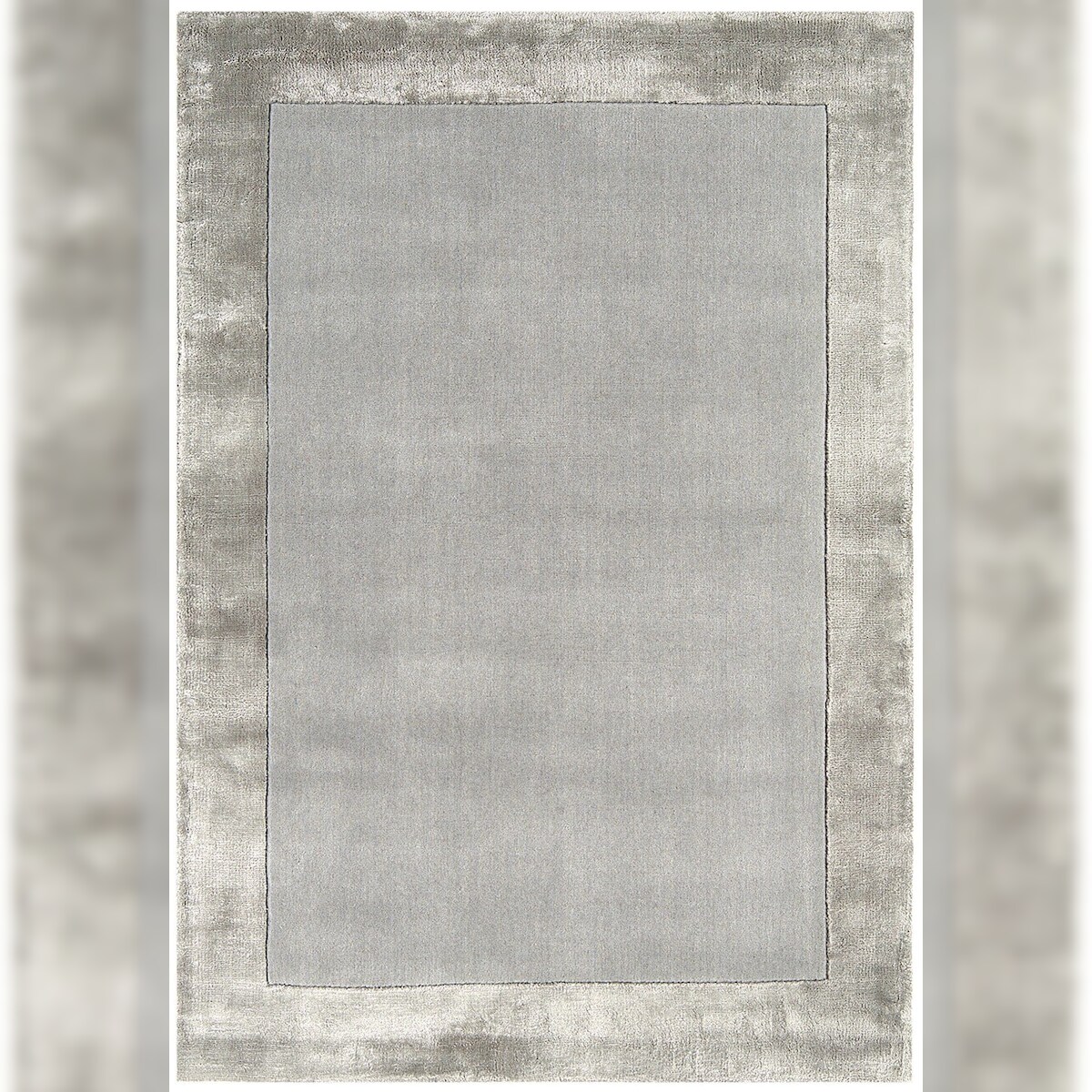 Designerteppich Wolle-Viskose-Mix uni | 160x230 cm | Silber | Handgeknüpft | Strapazierfähig und edel | KADIMA DESIGN Image