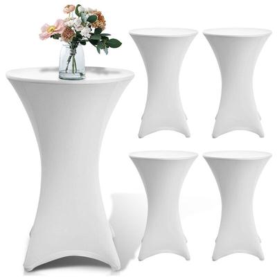 4x Stehtischhusse Stretch Stehtisch Hussen Tisch Husse Bistrotisch Weiß ø 60cm - Jopassy