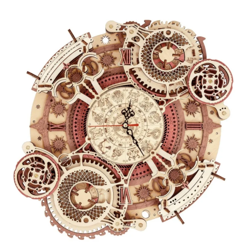 Robotime Orologio da parete Puzzle in legno 3D Set in legno Kit di costruzione meccanica Gioco di puzzle in legno Regalo per bambini Miglior regalo di Natale