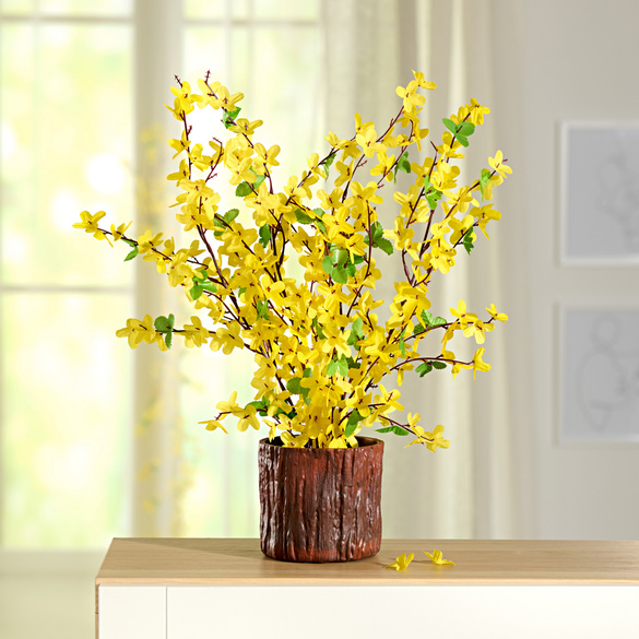 Kunstblumenarrangement Forsythien im Pflanztopf Eldo Image