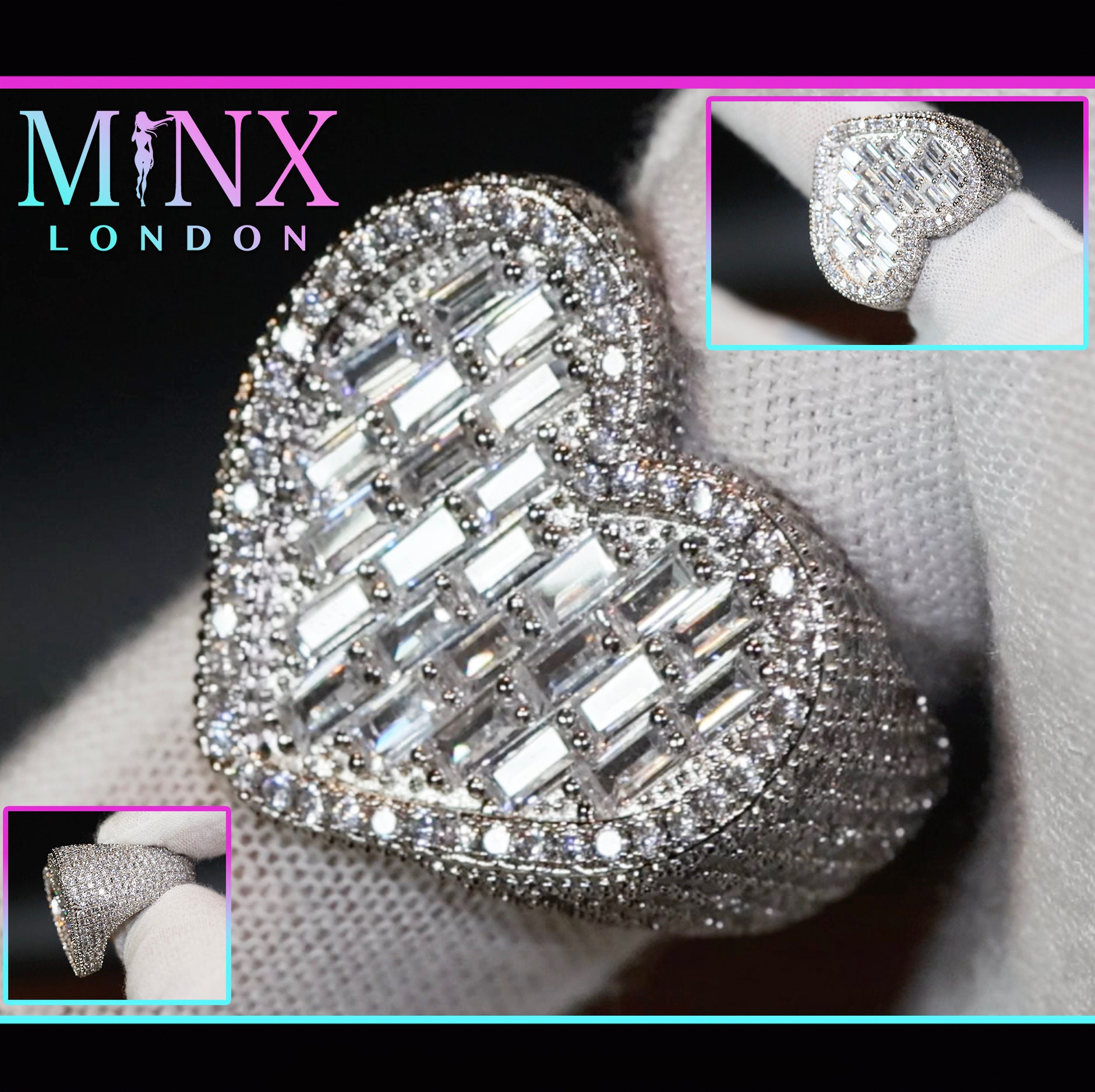 Anello a cuore / Anello a forma di cuore / Anello a forma di cuore / Anello a cuore con diamanti / Anello a cuore con diamanti / Anello di fidanzament