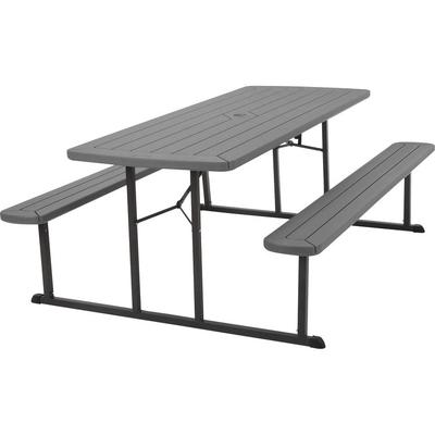 Cosco Folding Picnic Table - Taupe Top x 72"x 57", 29", - Wood Grain, Resin Top Material (CSC87902DGR1E) Each Cosco®