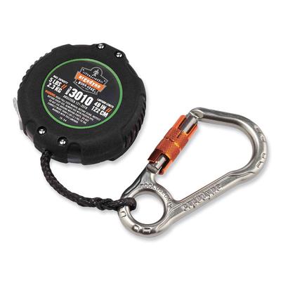 ergodyne Squids 3010 Retractable Lanyard w/Locking Carabiner+Belt Clip, 5 lb Max Work Capacity, 48", Black, Ships in 1-3 Business Days (EGO19310) Each